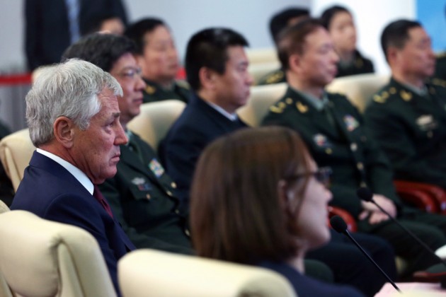 hagel lectured by chinese 4.10.14