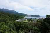 林道から見た　本村港　